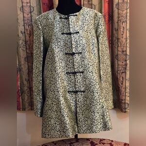 Elegant Handmade Asian Inspired Black and Gold Brocade Jacket